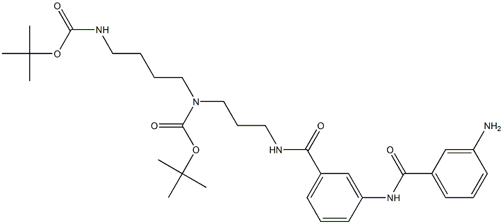 3-[[3-Aminobenzoyl]amino]-N-[3-[(tert-butoxycarbonyl)[4-(tert-butoxycarbonylamino)butyl]amino]propyl]benzamide Struktur