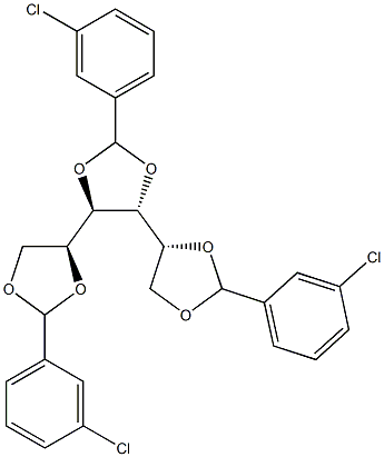 1-O,2-O:3-O,4-O:5-O,6-O-Tris(3-chlorobenzylidene)-D-glucitol Struktur