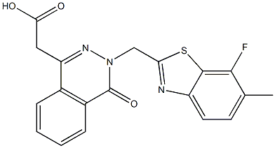 3-[(7-Fluoro-6-methyl-2-benzothiazolyl)methyl]-3,4-dihydro-4-oxophthalazine-1-acetic acid Struktur