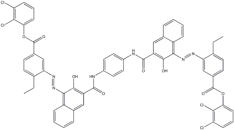 1,4-Bis[1-[[2-ethyl-5-(2,3-dichlorophenoxycarbonyl)phenyl]azo]-2-hydroxy-3-naphthoylamino]benzene Struktur