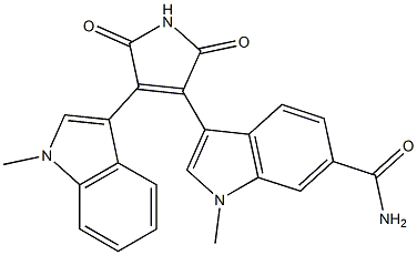 3-[[2,5-Dihydro-4-(1-methyl-1H-indol-3-yl)-2,5-dioxo-1H-pyrrol]-3-yl]-1-methyl-1H-indole-6-carboxamide Struktur