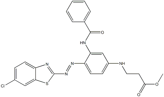 2-[2-Benzoylamino-4-(2-methoxycarbonylethyl)aminophenylazo]-6-chlorobenzothiazole Struktur