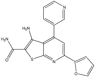 3-Amino-4-(3-pyridinyl)-6-(2-furanyl)thieno[2,3-b]pyridine-2-carboxamide Struktur