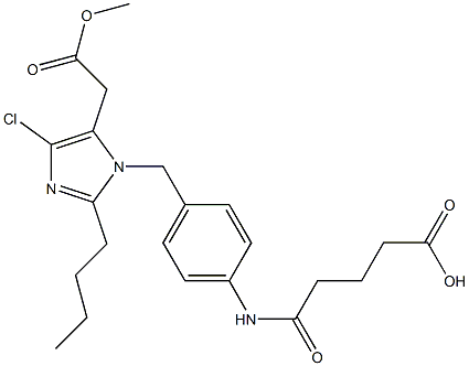 2-Butyl-4-chloro-1-[4-[4-(hydroxycarbonyl)butanoylamino]benzyl]-1H-imidazole-5-acetic acid methyl ester Struktur