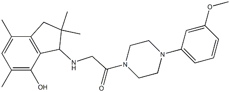 2,3-Dihydro-3-[2-[4-(3-methoxyphenyl)-1-piperazinyl]-2-oxoethylamino]-2,2,5,7-tetramethyl-1H-inden-4-ol Struktur