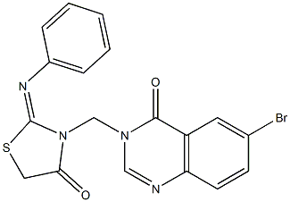 6-Bromo-3-[[4-oxo-2-(phenylimino)thiazolidin-3-yl]methyl]quinazolin-4(3H)-one Struktur