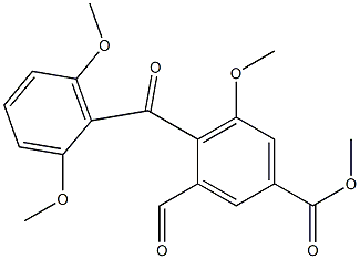 3-Formyl-5-methoxy-4-(2,6-dimethoxybenzoyl)benzoic acid methyl ester Struktur