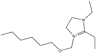 1,2-Diethyl-3-[(hexyloxy)methyl]-4,5-dihydro-1H-imidazol-3-ium Struktur