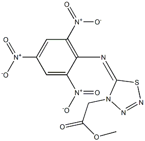 4,5-Dihydro-5-(2,4,6-trinitrophenylimino)-1,2,3,4-thiatriazole-4-acetic acid methyl ester Struktur