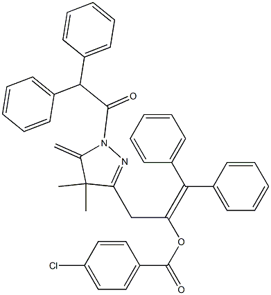 1-Diphenylmethylene-2-[[4,5-dihydro-4,4-dimethyl-5-methylene-1-(diphenylacetyl)-1H-pyrazol]-3-yl]ethanol 4-chlorobenzoate Struktur