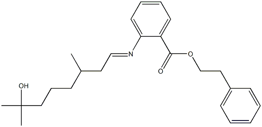 2-(3,7-Dimethyl-7-hydroxyoctylideneamino)benzoic acid phenethyl ester Struktur