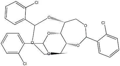 1-O,5-O:2-O,4-O:3-O,6-O-Tris(2-chlorobenzylidene)-D-glucitol Struktur