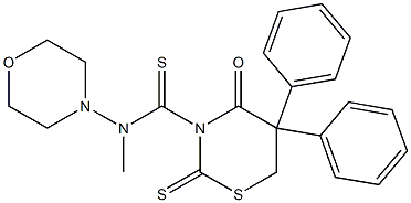 N-Morpholino-N-methyl-5,6-dihydro-4-oxo-5,5-diphenyl-2-thioxo-4H-1,3-thiazine-3(2H)-carbothioamide Struktur