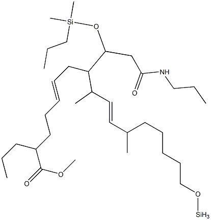 (5Z,8R,10E)-8-[(1R)-1-(Dimethylpropylsiloxy)-2-(N-propylcarbamoyl)ethyl]-9,12-dimethylpropylsiloxy-5,10-heptadecadienoic acid methyl ester Struktur