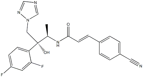 N-[(1R,2R)-2-(2,4-Difluorophenyl)-2-hydroxy-1-methyl-3-(1H-1,2,4-triazol-1-yl)propyl]-3-[4-cyanophenyl]propenamide Struktur