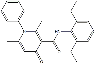 1-Phenyl-1,4-dihydro-2,6-dimethyl-N-(2,6-diethylphenyl)-4-oxopyridine-3-carboxamide Struktur