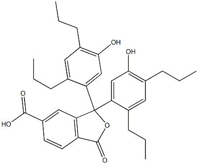 1,3-Dihydro-1,1-bis(5-hydroxy-2,4-dipropylphenyl)-3-oxoisobenzofuran-6-carboxylic acid Struktur