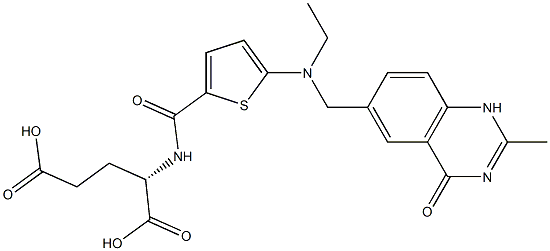 N-[5-[[(1,4-Dihydro-2-methyl-4-oxoquinazolin)-6-ylmethyl](ethyl)amino]2-thienylcarbonyl]-L-glutamic acid Struktur