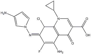 1-Cyclopropyl-4-oxo-5-amino-6-fluoro-7-(3-aminopyrrolizino)-8-chloro-1,4-dihydroquinoline-3-carboxylic acid Struktur