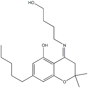 3,4-Dihydro-2,2-dimethyl-4-[4-hydroxybutylimino]-7-pentyl-2H-1-benzopyran-5-ol Struktur