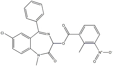 1,3-Dihydro-1-methyl-5-phenyl-7-chloro-2-oxo-2H-1,4-benzodiazepin-3-ol 2-methyl-3-nitrobenzoate Struktur