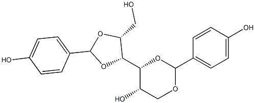 1-O,3-O:4-O,5-O-Bis(4-hydroxybenzylidene)-D-glucitol Struktur