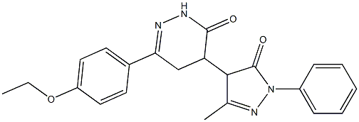 4,5-Dihydro-6-(4-ethoxyphenyl)-4-[(4,5-dihydro-5-oxo-3-methyl-1-phenyl-1H-pyrazol)-4-yl]pyridazin-3(2H)-one Struktur