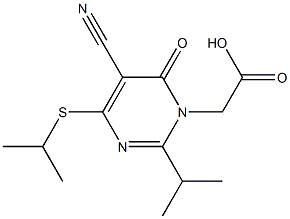 2-Isopropyl-4-isopropylthio-5-cyano-6-oxopyrimidine-1(6H)-acetic acid Struktur