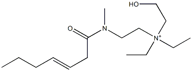 2-[N-Methyl-N-(3-heptenoyl)amino]-N,N-diethyl-N-(2-hydroxyethyl)ethanaminium Struktur