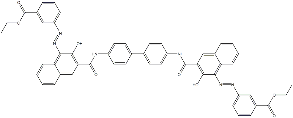 4,4'-Bis[1-[[3-(ethoxycarbonyl)phenyl]azo]-2-hydroxy-3-naphthoylamino]biphenyl Struktur