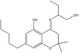 3,4-Dihydro-2,2-dimethyl-4-[1-ethyl-2-hydroxyethylimino]-7-pentyl-2H-1-benzopyran-5-ol Struktur