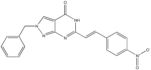 6-(p-Nitrostyryl)-2-benzyl-2H-pyrazolo[3,4-d]pyrimidin-4(5H)-one Struktur