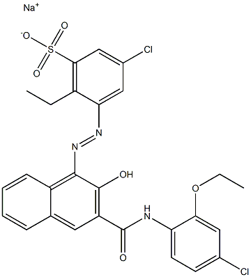 3-Chloro-6-ethyl-5-[[3-[[(4-chloro-2-ethoxyphenyl)amino]carbonyl]-2-hydroxy-1-naphtyl]azo]benzenesulfonic acid sodium salt Struktur