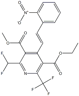 2-(Difluoromethyl)-6-(trifluoromethyl)-4-(2-(2-nitrophenyl)ethenyl)pyridine-3,5-dicarboxylic acid 5-ethyl 3-methyl ester Struktur