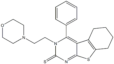 3-(2-Morpholinoethyl)-5,6,7,8-tetrahydro-4-phenyl[1]benzothieno[2,3-d]pyrimidine-2(3H)-thione Struktur