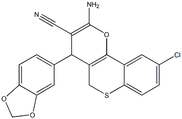 2-Amino-4-[3,4-(methylenebisoxy)phenyl]-9-chloro-4H,5H-[1]benzothiopyrano[4,3-b]pyran-3-carbonitrile Struktur