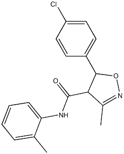 4-[N-(2-Methylphenyl)carbamoyl]-5-(4-chlorophenyl)-3-methyl-4,5-dihydroisoxazole Struktur