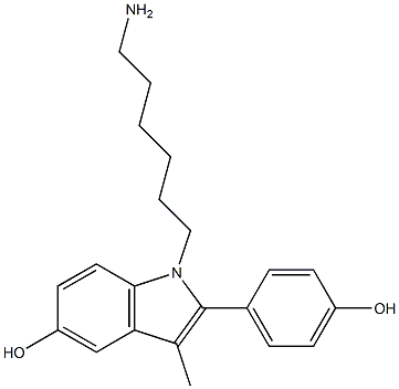 2-(4-Hydroxyphenyl)-3-methyl-1-(6-aminohexyl)-1H-indol-5-ol Struktur