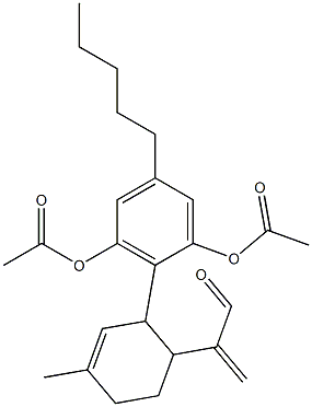 2-[4-(1-Formylvinyl)-1-methylcyclohexa-1-en-3-yl]-5-pentylresorcinol diacetate Struktur