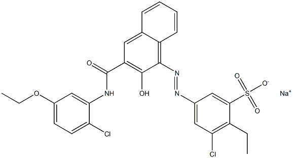 3-Chloro-2-ethyl-5-[[3-[[(2-chloro-5-ethoxyphenyl)amino]carbonyl]-2-hydroxy-1-naphtyl]azo]benzenesulfonic acid sodium salt Struktur