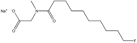 N-(10-Fluorodecanoyl)-N-methylglycine sodium salt Struktur