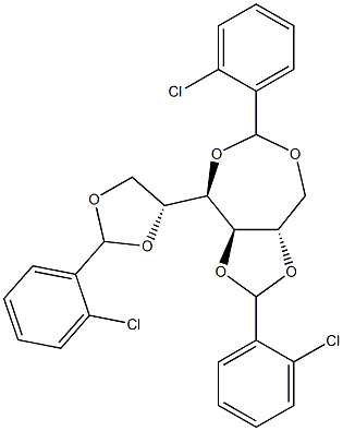 1-O,4-O:2-O,3-O:5-O,6-O-Tris(2-chlorobenzylidene)-D-glucitol Struktur