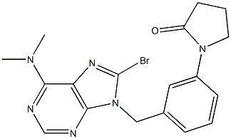 6-Dimethylamino-8-bromo-9-(3-(2-oxo-1-pyrrolidinyl)benzyl)-9H-purine Struktur