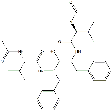 N,N'-[(1S,3S)-1,3-Dibenzyl-2-hydroxy-1,3-propanediyl]bis[(2S)-2-acetylamino-3-methylbutyramide] Struktur