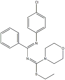 4-Morpholino-4-ethylthio-1-(4-chlorophenyl)-2-phenyl-1,3-diaza-1,3-butadiene Struktur