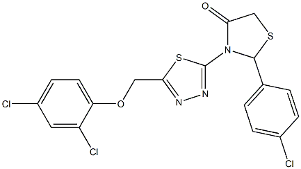 3,5-Dihydro-3-[5-[(2,4-dichlorophenoxy)methyl]-1,3,4-thiadiazol-2-yl]-2-[4-chlorophenyl]thiazol-4(2H)-one Struktur