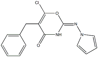 2-Pyrrolizino-5-benzyl-6-chloro-4H-1,3-oxazin-4-one Struktur