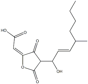 [[3,5-Dioxo-4-[(E)-1-hydroxy-4-methyl-2-octenyl]tetrahydrofuran]-2-ylidene]acetic acid Struktur