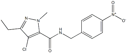 4-Chloro-5-ethyl-2-methyl-N-[4-nitrobenzyl]-2H-pyrazole-3-carboxamide Struktur