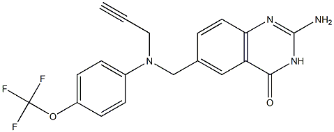 2-Amino-6-[N-(4-trifluoromethoxyphenyl)-N-(2-propynyl)aminomethyl]quinazolin-4(3H)-one Struktur